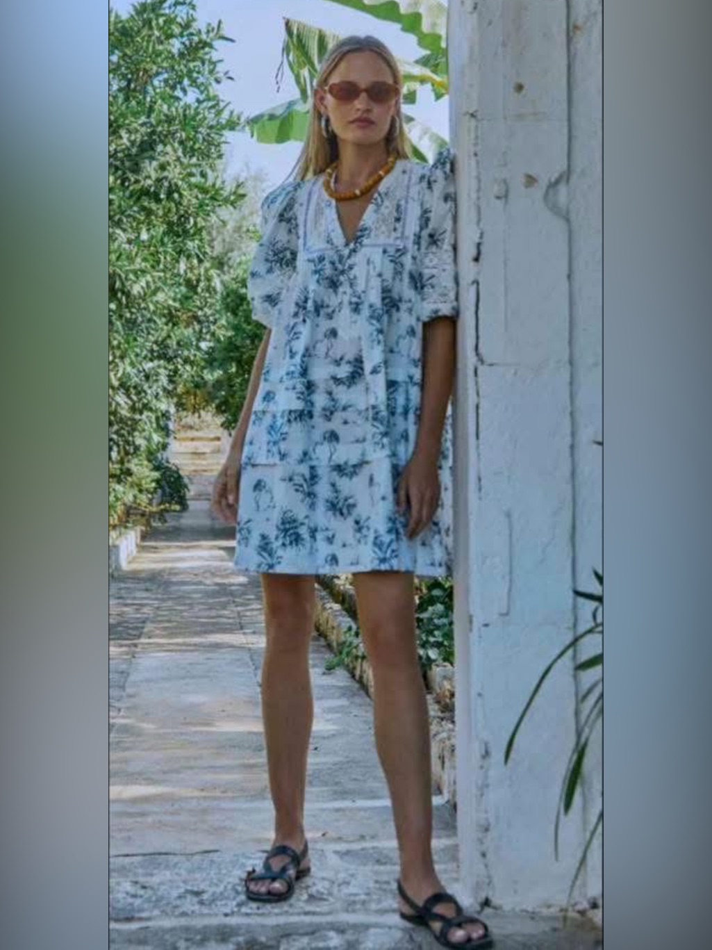 New Hunter Bell Jenkins Dress. Flamingo Navy And White. M. Nwt.